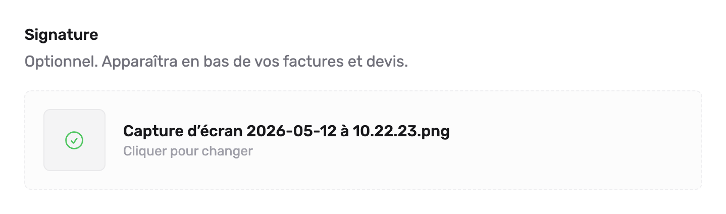 Upload logo et signature