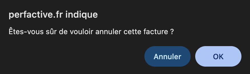 Confirmation d'annulation